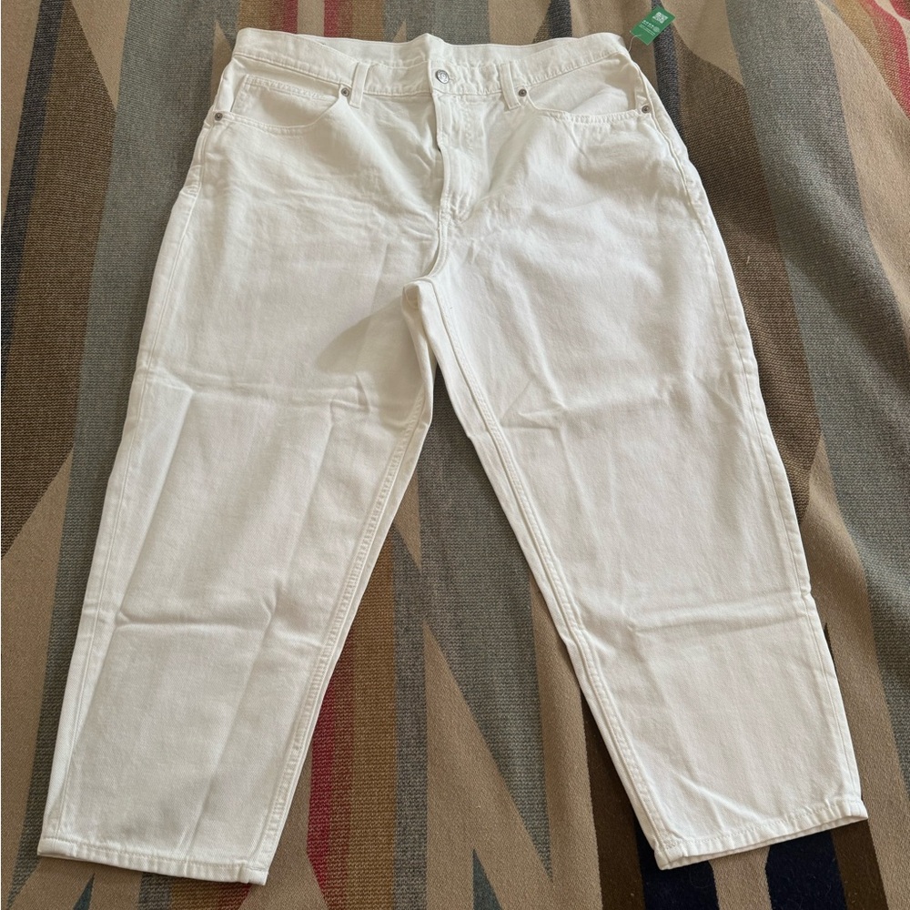 GAP Women's High Rise Barrel Jeans with Washwell (Novelty Dove White) 33 SHORT